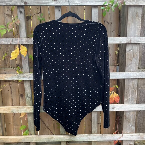 H&M Black Velvet Rhinestone Studded Bodysuit - Picture 4 of 4